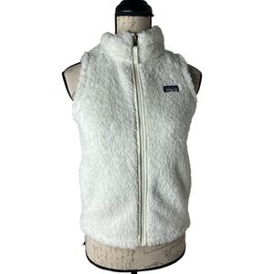Patagonia Vest Jacket Girls XL 14 White Los Gatos Fuzzy Fleece Outdoors Hiking